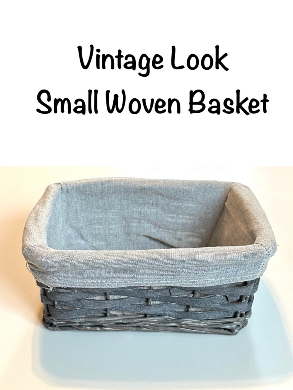 5/$15💥 Small Woven Basket with Fabric Liner Vintage Rustic Storage Bin